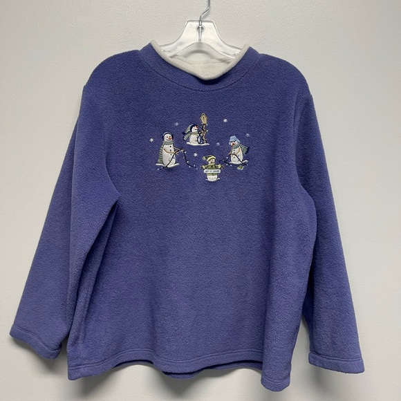 Fleece Snowman Embroidered Top XL - Picture 1 of 6